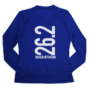 Women's Long Sleeve Tech Tee - 26.2 Marathon Vertical