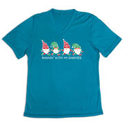 Women's Short Sleeve Tech Tee - Runnin' With My Gnomies - Christmas