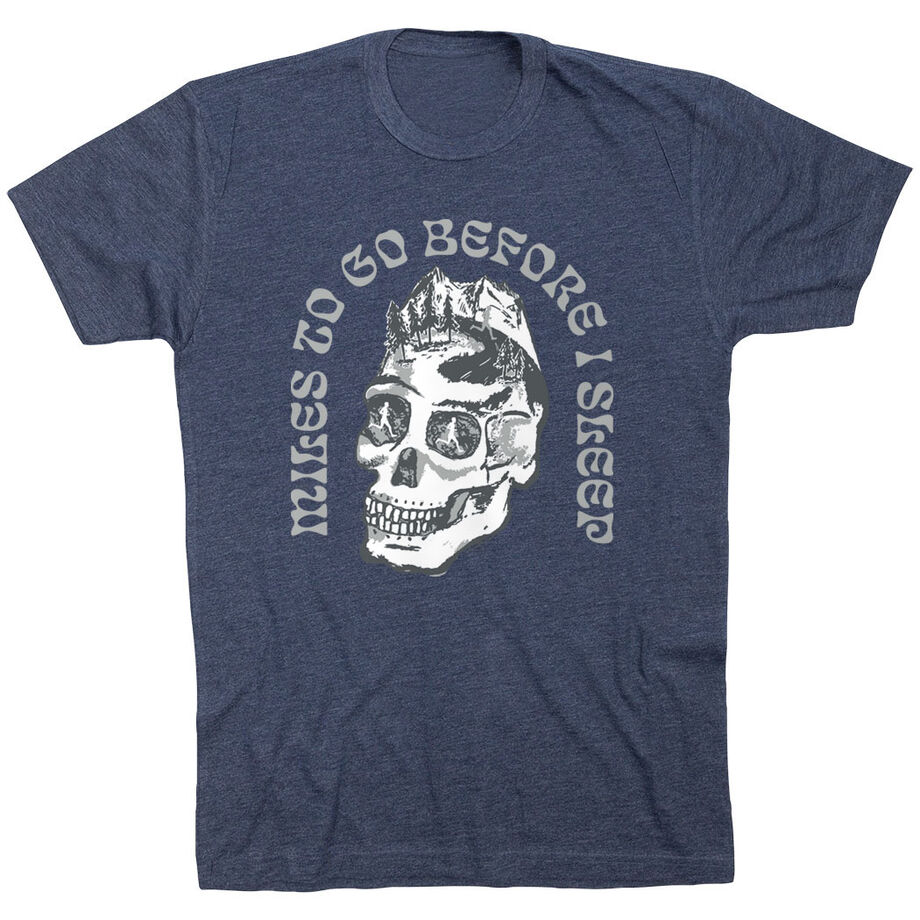 Running Short Sleeve T-Shirt - Miles To Go Before I Sleep - Skull