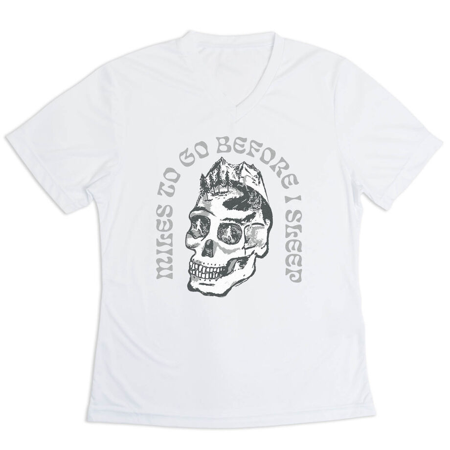 Women's Short Sleeve Tech Tee - Miles To Go Before I Sleep - Skull