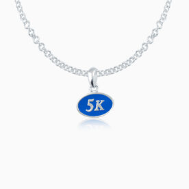 Sterling Silver and Blue Enamel Mini 5K Pendant Necklace