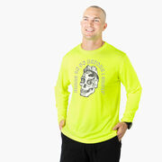 Men's Running Long Sleeve Performance Tee - Miles To Go Before I Sleep - Skull