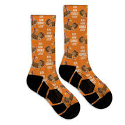 Running Graphic Flex Mid-Calf Socks - Run Now Gobble Later Pattern