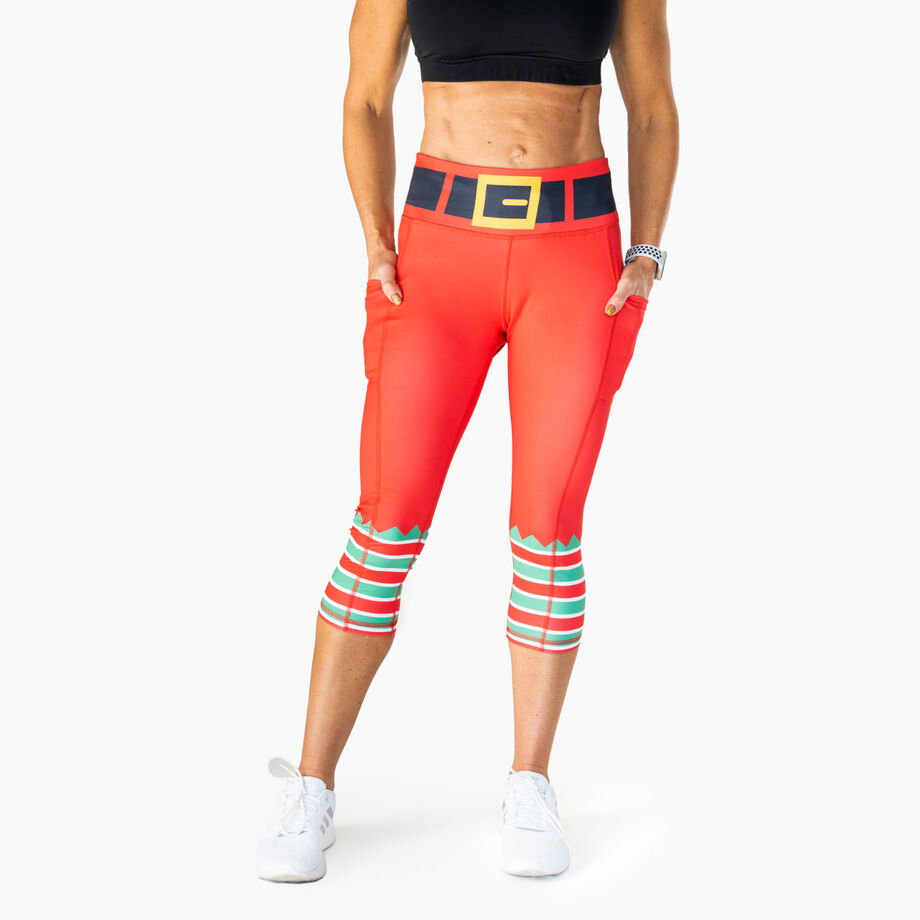 Christmas Candy Workout Leggings Women Striped Cane Yoga Capris