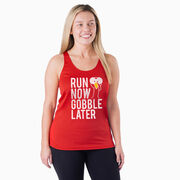 Women's Racerback Performance Tank Top - Run Now Gobble Later (Bold)