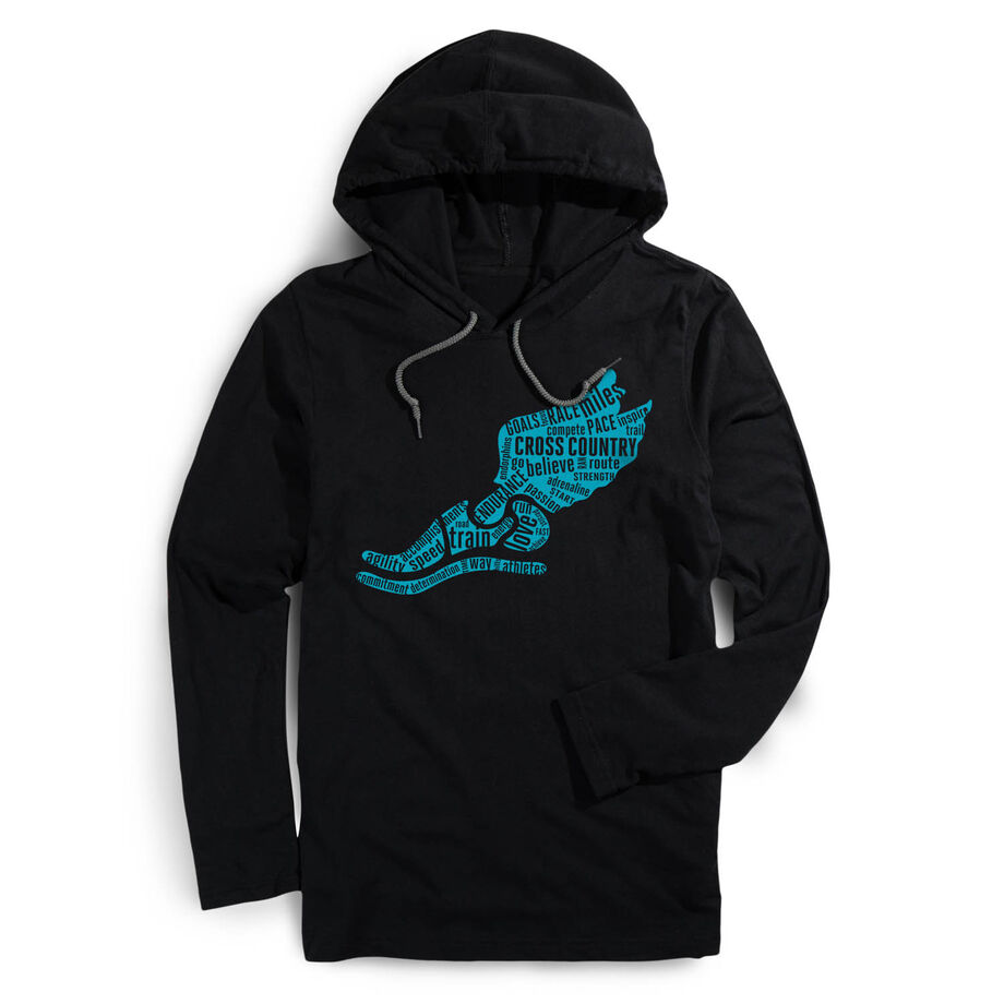 Cross Country Lightweight Hoodie - Winged Foot Inspirational Words