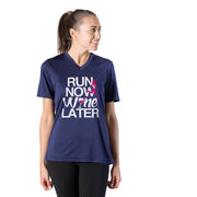 Women's Short Sleeve Tech Tee - Run Now Wine Later (Bold)