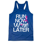 Women's Racerback Performance Tank Top - Run Now Wine Later (Bold)