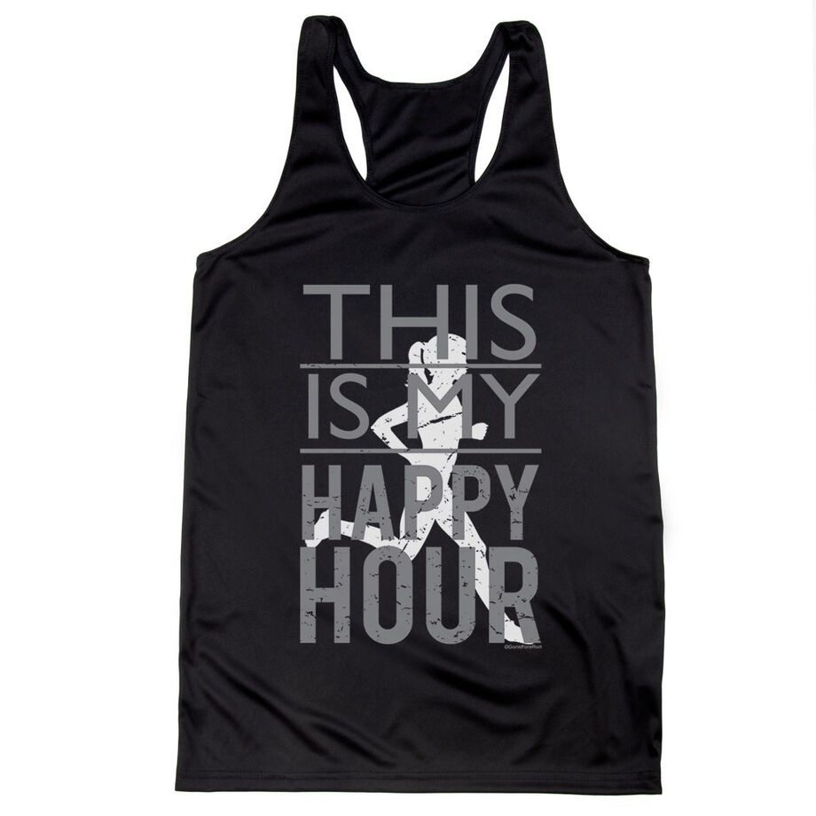 Women's Racerback Performance Tank Top - This Is My Happy Hour
