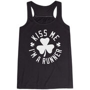 Running Flowy Racerback Tank Top - Kiss Me I am a Runner Shamrock