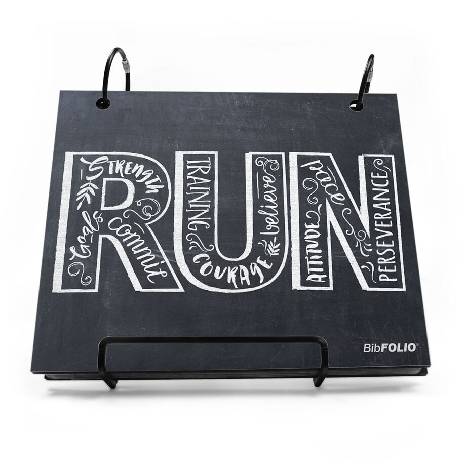 BibFOLIO&reg; Race Bib Album - Inspire to RUN Chalkboard - Personalization Image