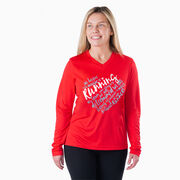 Women's Long Sleeve Tech Tee - Live Love Run Heart