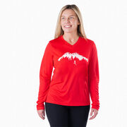 Women's Long Sleeve Tech Tee - Trail Runner in the Mountains