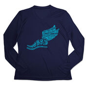 Women's Long Sleeve Tech Tee - Winged Foot Inspirational Words