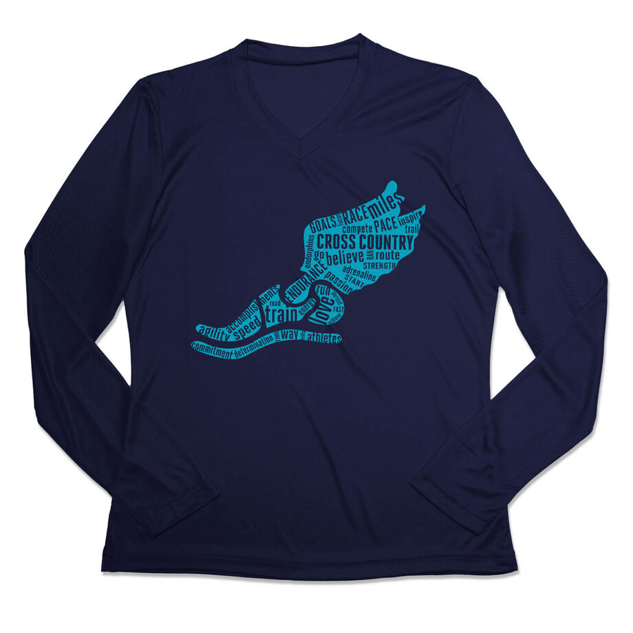 Women's Long Sleeve Tech Tee - Winged Foot Inspirational Words