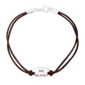She Believed Sterling Silver Cord Bracelet