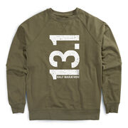 Running Raglan Crew Neck Pullover - 13.1 Half Marathon Vertical