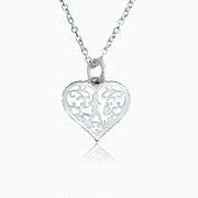 Sterling Silver Filigree Runner Heart Necklace