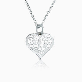 Sterling Silver Filigree Runner Heart Necklace