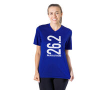 Women's Short Sleeve Tech Tee - 26.2 Marathon Vertical