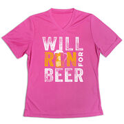 Women's Short Sleeve Tech Tee - Will Run For Beer