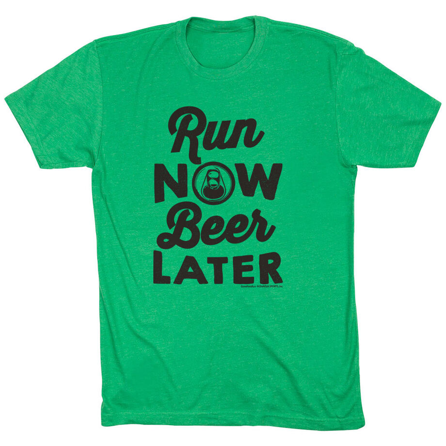 Running Short Sleeve T-Shirt - Run Now Beer Later 