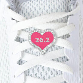 LaceBLING Shoelace Charm - 26.2 Marathon Pink Heart