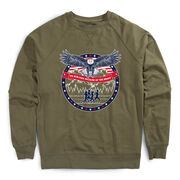 Running Raglan Crew Neck Sweatshirt - We Run Free Because Of The Brave