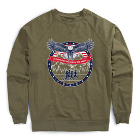 Running Raglan Crew Neck Sweatshirt - We Run Free Because Of The Brave