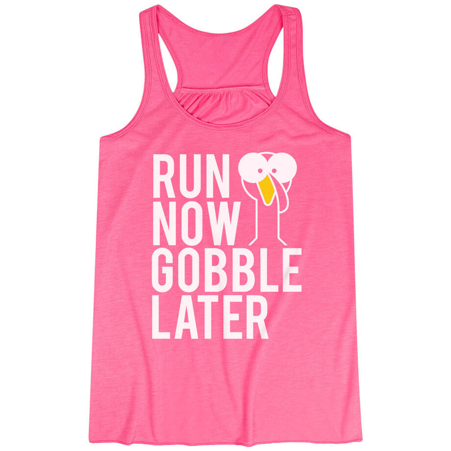 Flowy Racerback Tank Top - Run Now Gobble Later (Bold)