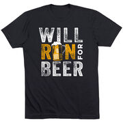 Running Short Sleeve T- Shirt - Will Run For Beer