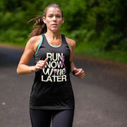 Women's Racerback Performance Tank Top - Run Now Wine Later (Bold)