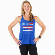 Flowy Racerback Tank Top - Run for the Red White and Blue