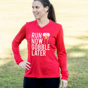 Women's Long Sleeve Tech Tee - Run Now Gobble Later (Bold)