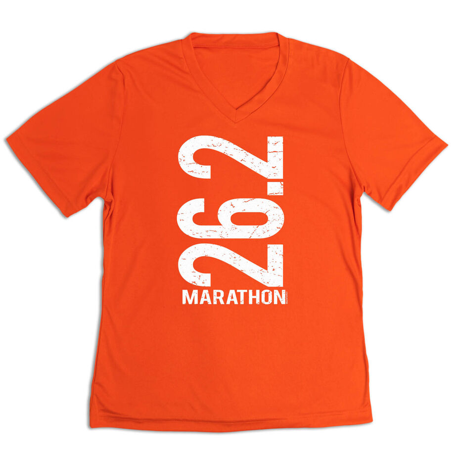 Women's Short Sleeve Tech Tee - 26.2 Marathon Vertical