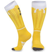 Woven Yakety Yak! Knee High Socks - Will Run For Beer (Amber/Brown/White)