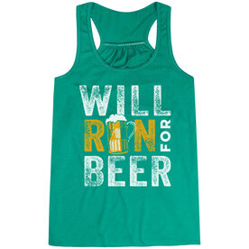 Flowy Racerback Tank Top - Will Run For Beer