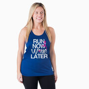 Women's Racerback Performance Tank Top - Run Now Wine Later (Bold)