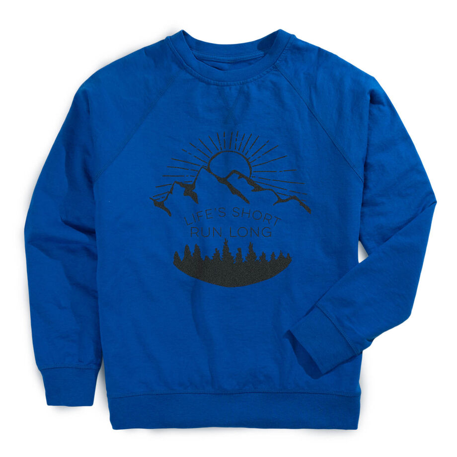 Running Raglan Crew Neck Pullover - Life's Long Run Long (Mountains)