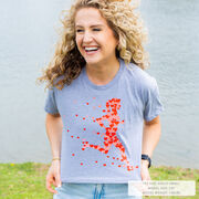 Running Short Sleeve Crop Tee - Heart Girl Runner Silhouette