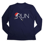 Women's Long Sleeve Tech Tee - Let's Run For Christmas