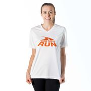 Women's Short Sleeve Tech Tee - Gone For A Run Logo (Orange)