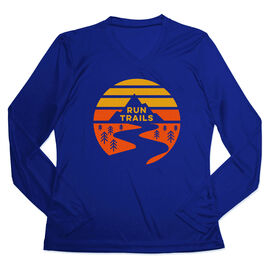 Women's Long Sleeve Tech Tee - Run Trails Sunset