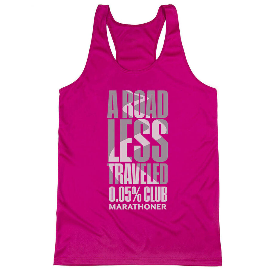 Women's Racerback Performance Tank Top - A Road Less Traveled - Marathoner