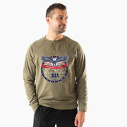 Running Raglan Crew Neck Sweatshirt - We Run Free Because Of The Brave