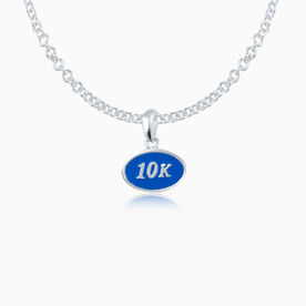Sterling Silver and Blue Enamel Mini 10K Pendant Necklace