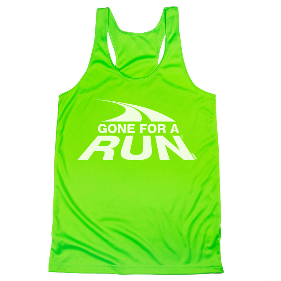 Women's Racerback Performance Tank Top - Gone For a Run&reg; White Logo