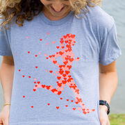 Running Short Sleeve Crop Tee - Heart Girl Runner Silhouette