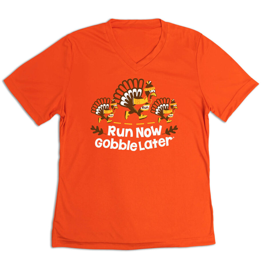 Women's Short Sleeve Tech Tee - Run Now Gobble Later Turkey Trot