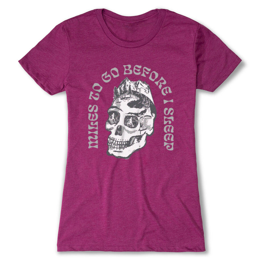 Women's Everyday Runners Tee - Miles To Go Before I Sleep - Skull